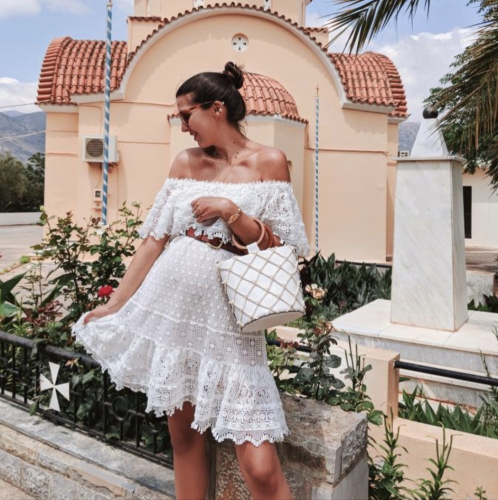 Anjuna Berenice White Crochet Lace Dress XS Summer Feminine Coquette